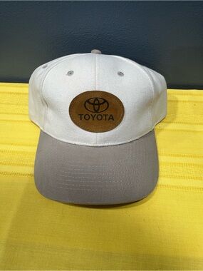 Toyota Vintage Two-Tone Baseball Cap Custom Leather Patch Hat